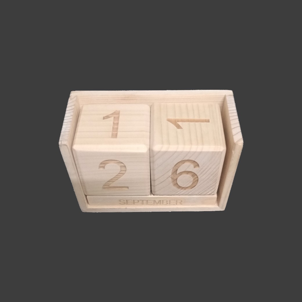 Calendar Adjustable Day and Month Pinewood Table Top (2)