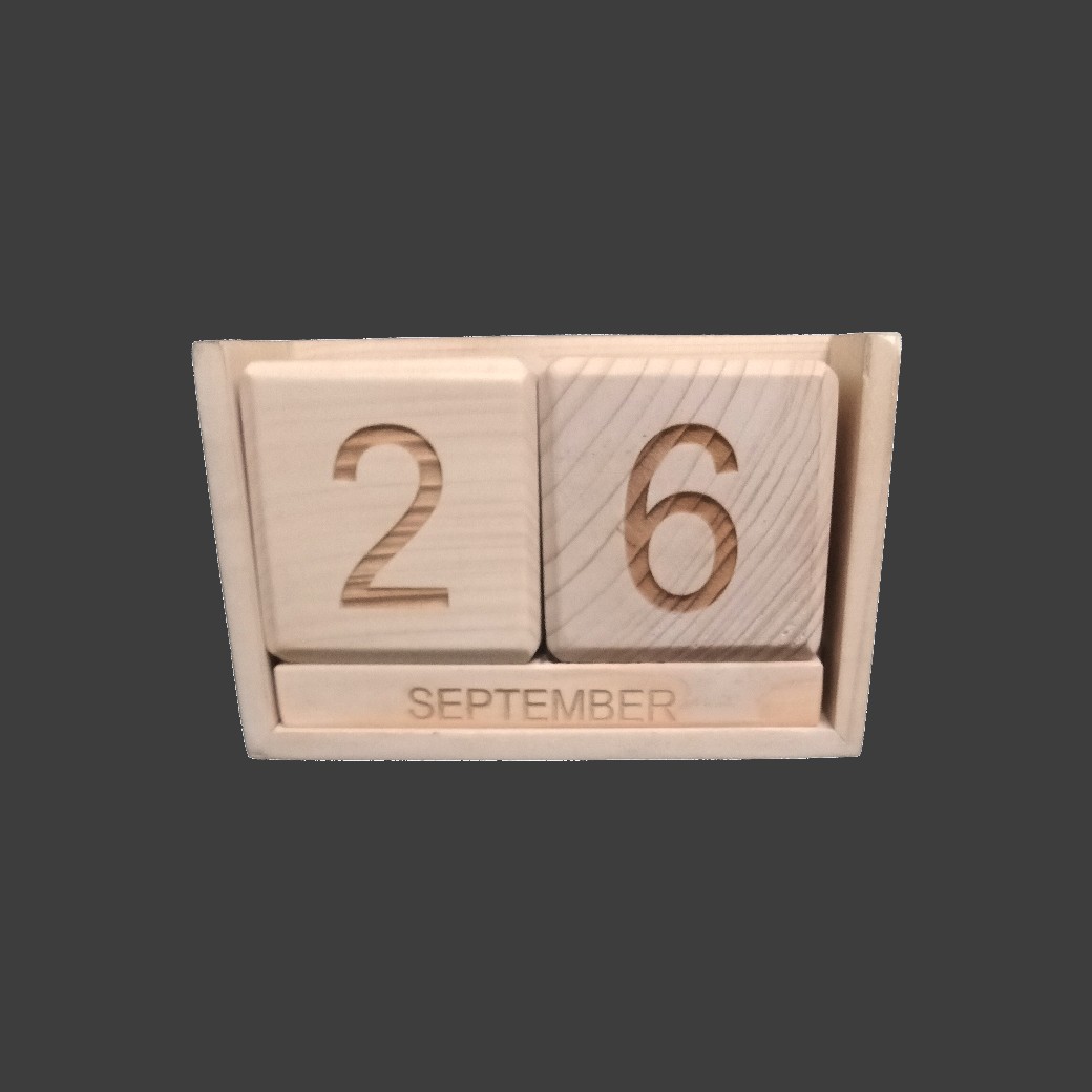 Calendar Adjustable Day and Month Pinewood Table Top (3)
