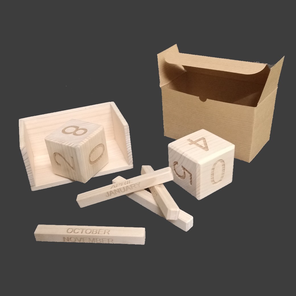 Calendar Adjustable Day and Month Pinewood Table Top (4)