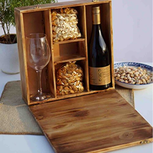 Hamper Box – 5 compartments, Pinewood