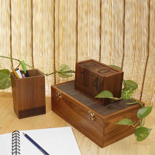 Desk Organizer Set -Teakwood
