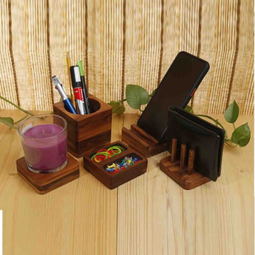 Desk Organizer -Teakwood, Set of Six