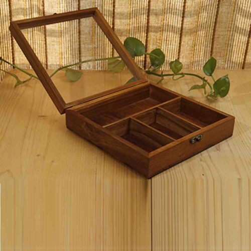 Multi Purpose Box in Teakwood 4 fixed compartments