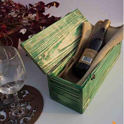 Wine Box Green Pinewood for gifts