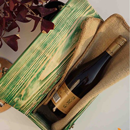 Wine Box Green Pinewood for gifts
