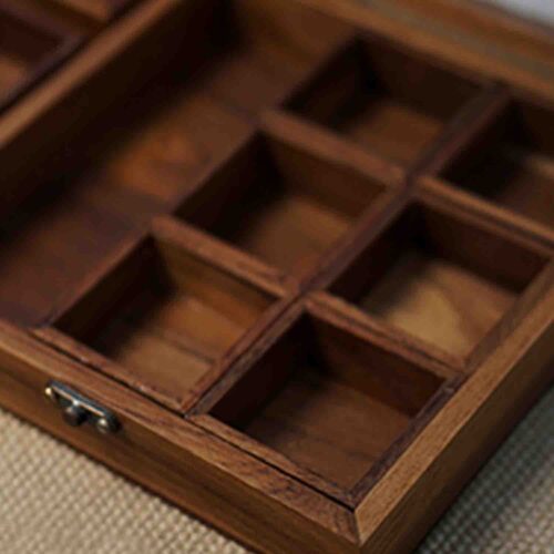 Teak Wood Spice Box with wooden spoon